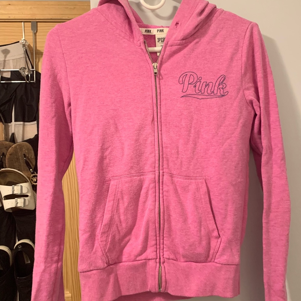 Pink full zip hoodie xs